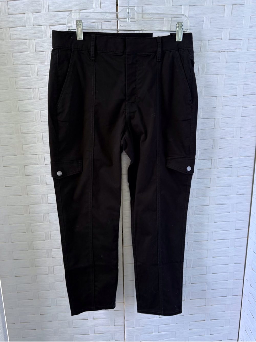 White House Black Market Size 10 Black High Rise Crop Pants‎ Pockets NWT Utility
